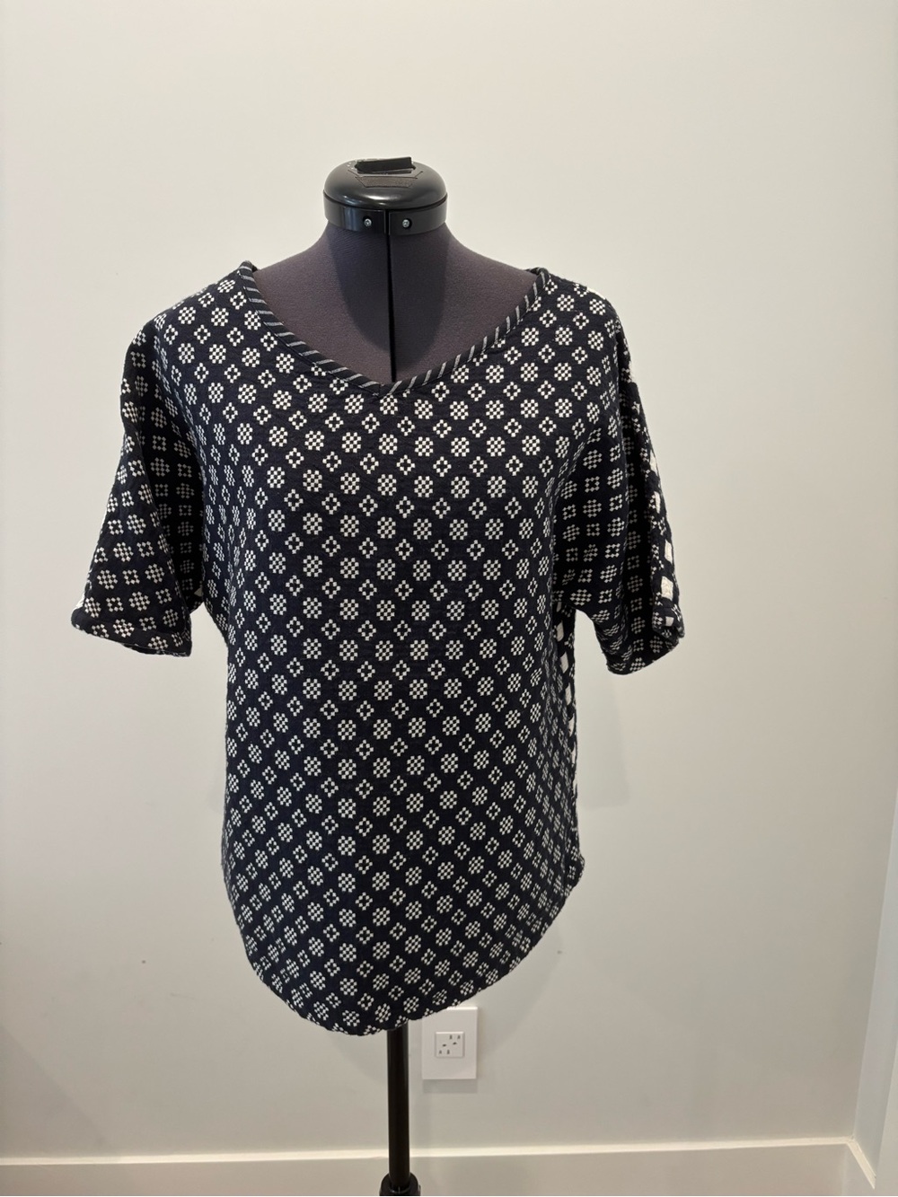 Ace & Jig Navy and White Short Sleeve Patterned Tee